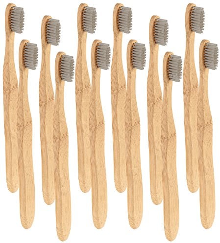 newgen medicals Holzzahnbürste: Antibakterielle Bambus-Handzahnbürste, medium, 12-er Set (Zahnbürste Bambus, antibakterielle Zahnbürste, Zahnpasta)