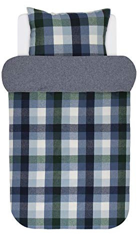 Marc O Polo Flanell Wendebettwäsche Viko Blue 1 Bettbezug 200 x 200 cm + 2 Kissenbezüge 80 x 80 cm