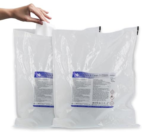 2 x Nachfüllbeutel Desinfektionstücher | KK Quick & Clean S-Wipes ready to use | Refillbeutel 70 Tücher/Rolle (Neutral)