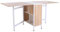 HOMCOM Foldable Drop Leaf Dining Table Folding Workstation for Small Space with Storage Shelves Cubes Oak & White