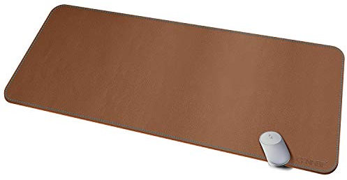 CENNBIE Sous main bureau,120x50cm Tapis de Bureau cuir, Tapis de Souris antidérapant étendu, Tapis de Bureau en Cuir PU imperméable, sous Main Bureau pour Le Bureau et la Maison (Brun)