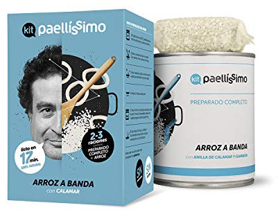 Paellissimo - Paella Kit Preparato per Arroz a Banda, Paella di Pesce | Piatto Precotto Casereccio con Riso Bomba Paella, Brodo di Pesce, Paella Seasoning, Ingredienti Naturali | 2-3 Pers. | 1 Pezzo