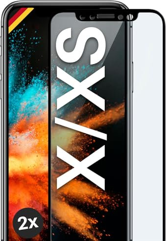 moex CurveProtect für iPhone X/iPhone XS Panzer Schutzglas, Full Screen Schutzfolie randlos, ganzer Bildschirm komplett abgedeckt, Panzerfolie Curved 3D Glas Folie, Schwarz 2 Stück