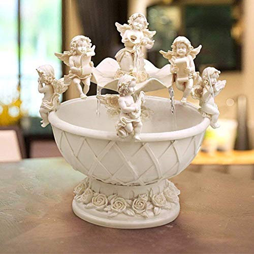 WLVG Garden Décor Fountain,resin Cherubs Creative Indoor Outdoor Fountain Child Angel Home Decor Statue Art Ornaments a 26 * 25cm