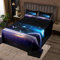 Kinder Bettüberwurf Galaxy Sterne Steppdecke 170x210cm 3D Drucken Galaxis Tagesdecke Weltraum -Motiv Doppelbett Gesteppt Microfaser Wohndecke mit 1 Kissenbezug