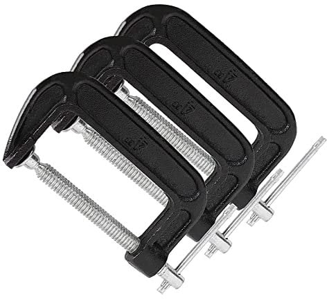 3 PCS C-Clamps, 4 Inch C-Clamp Set, Heavy Duty Steel C Clamp Industrial Strength C Clamps for Woodworking, Welding, and Building