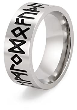 kkjoy Edelstahl 24 Runen Ring Band Breit Irish Celtic Knot Ringe Schwarz Retro Ring Vintage Gothic Biker Ring für Männer Frauen Geburtstagsgeschenk