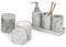 ZCCZ Badezimmer Set – 6-teiliges Organizer-Set mit Zahnbürstenhalter, Seifenspender, Schale für Kosmetik und Wattestäbchen – Elegante Deko in Marmor-Optik, weiß für stilvolle Badezimmergestaltung