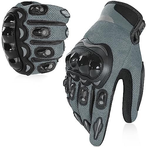 COFIT Estivi Guanti da Moto per Uomo e Donna, Guanti da Moto in Rete Traspirantea con Touchscreen per BMX ATV MTB in Sella, Corse su Strada, Bicicletta Grigio L