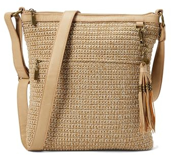 The Sak Lucia Crossbody Bag in Crochet, Convertible Purse with Adjustable Shoulder Strap, Bamboo Static