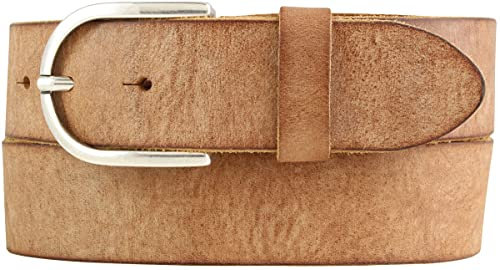 BELTINGER Damen-Gürtel aus weichem Vollrindleder Vintage-Look 4 cm | Jeans-Gürtel für Damen 40mm | Ledergürtel Used-Look | Tabac 115cm