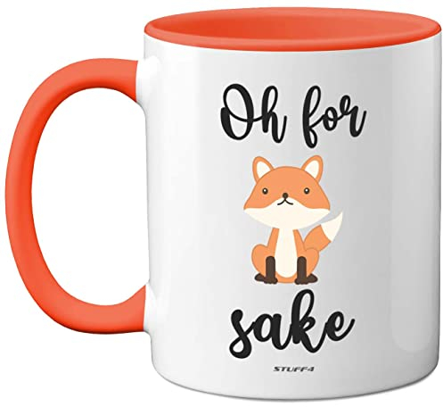 Stuff4 - Taza de cerámica de 315 ml, apta para lavaplatos, tazas de mango naranja premium, regalos divertidos, regalos divertidos para amigos, linda taza, zorro, regalos para mujeres y hombres