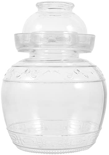 Angoily Glass Fermenting Jar Glass Pickle Jar, Traditional Chinese Fermentation Crock with Water Seal Lid, Pickle Pot for Pickling Kimchi Sauerkraut Vegetables (Size)