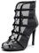 YKXLM Stivali da Ballo Latino Americano Donna con Punta Aperta con Tacco con Lacci Scarpe da Ballo Donna,8.5cm,Nero,38.5EU