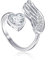 Qings April Moissanit Geburtsstein Ringe Sterling Silber Damen Verstellbarer Birthstone Flügel Feder Weiß Herz Zirkonia Verlobungsring Eheringe Geburtsstein Schmuck für Frau Freundin