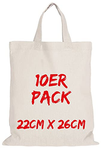 TEXXILLA Apothekertasche - 10er Pack | Natur | mit Zwei kurzen Henkeln | 22x26cm | Jutebeutel | Einkaufstasche | unbedruckt