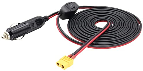 AAOTOKK XT60 Zigarettenanzünder Kabel, 16AWG 12V Zigarettenanzünder Stecker auf XT60 Stecker Adapter Ladekabel Kompatibel mit Freestyle Fpv Drone Akku Ladekabel (5M Female)
