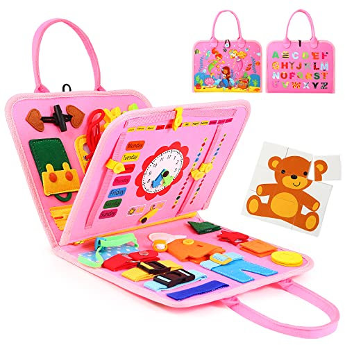 Hooku Busy Board for Toddlers, Montessori Toys 2 Year Olds, Learning Baby Sensory 1 Old, Fine Motor Skills Toys, Toddler Travel Girl Boy Gifts (TY004)
