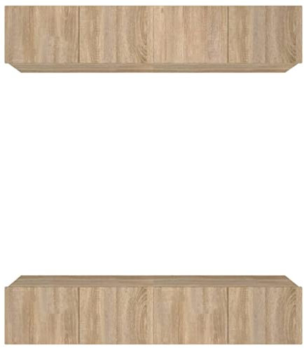 vidaXL TV Cabinets 4 pcs in Sonoma Oak - Wall-Mounted Units with Storage Compartments - Made from Engineered Wood - Modern Design - Easy Assembly Required