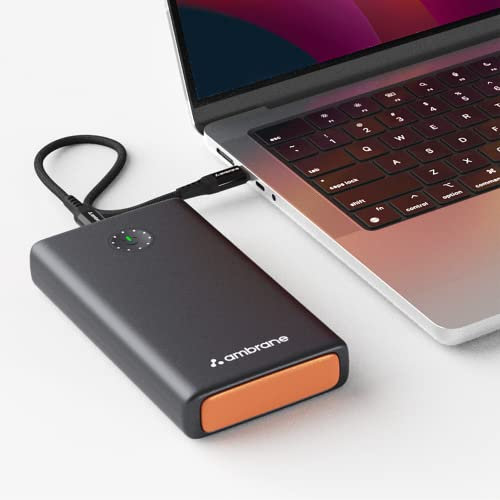 Ambrane 100W Fast Charging Powerbank for MacBook, Type C Laptop & Mobile Charging, 25,000mAh Battery, Triple Output, Power Delivery (Powerlit Ultra, Black)