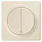OneKeyElectro Set: Wechselschalter 2fach mit Florence Abdeckrahme, Steuerung ein Licht von zwei Orten, Lichtschalter rund, Unterputz, Schutzart IP20, 230V/16A - beige
