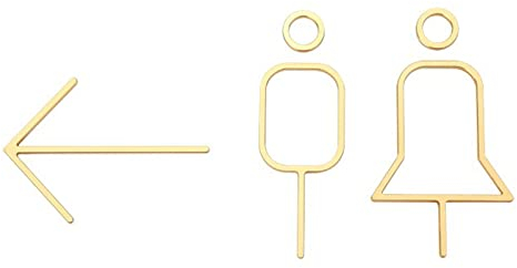 Wc-Türschild, Toilettenschild, Dekoration, Herren- Und Damen-Toilettenschild Mit Pfeil, Badezimmer-Wegweiser, Toilettenschilder Aus Gebürstetem Aluminium (Silber) (Gold)