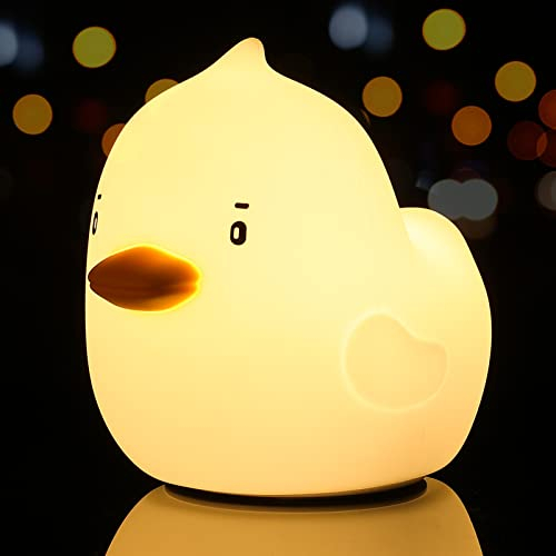 LOVERUIS Cute Duck Night Light - Tier Lampe Nachtlicht für Kinder Kindergeburtstag Geschenke mit Auto Delay 7 Farben wechselnde Licht...
