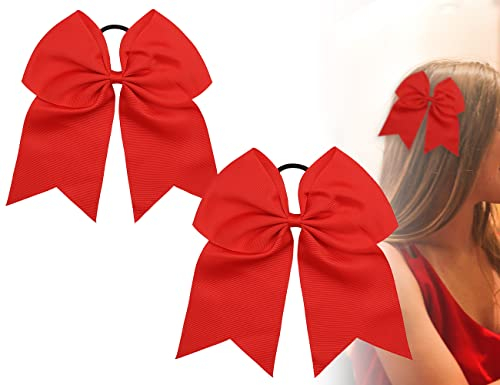 KAPSING 2 Stück haarschleife, Große rote Schleifen Haargummis, haarschleifen Pferdeschwanz Halter, 19cm Cheerleader Schleife Haarschmuck Kopfbedeckung