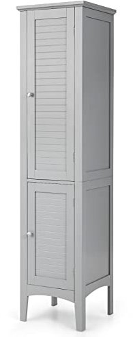 COSTWAY Bathroom Tall Cabinet, Freestanding Storage Cupboard with 2 Doors and 5-Tier Shelves, Wooden Slim High Floor Cabinet for Living Room Kitchen Hallway (Grey)