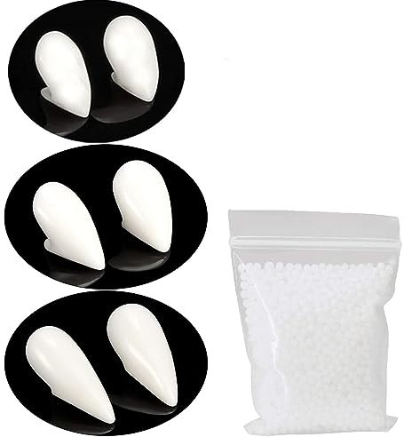 Dents de Vampire,3 paires Crocs Dents Fausses 3 tailles Crocs de Vampire avec pastilles adhésives,Dents prothèses dentaires,Faux Dentiers pour Costume d'halloween Accessoires De Fête(13/15/17 mm)