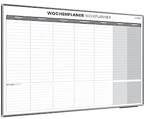 ALLboards Magnetischer Wochenplaner 120x90cm für Wochensplanungen, einfach zu beschreiben Wochenplaner Wandkalender Memoboard Magnettafel auf Deutsch