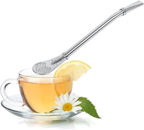 Drink Filter Straw 6.18in Stainless Steel Yerba Mate Drinking Spoon Loose Leaf Tea Infuser Barware Strainer Stirring for Mate Gourd Drinking