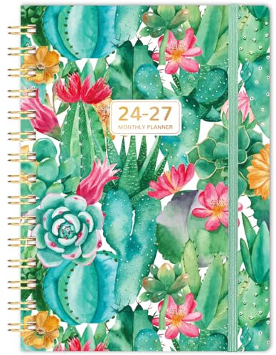 Monatsplaner 2025-2028 / Monatskalender - Juli 2025 - Juni 2028, 3 Jahre Monatsplaner 2025-2028, 16 x 21,3 cm, 36 Monatsplaner mit Hardcover, Rückentasche mit 30 Notizseiten & Registerkarten - Kaktus