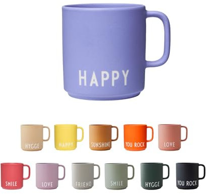 Design Letters Kaffeebecher Porzellan Violett HAPPY | Dekorativ Kaffeetasse | Personalisierte Geschenke, Hochzeitsgeschenk | Schöne Tassen | Tasse mit spruch | Tasse Lieblingsmensch 250 Ml