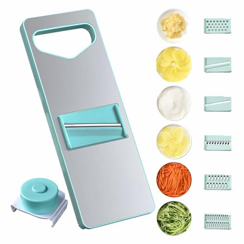 Luvbin 6-in-1 Mandoline Slicer - Multi-Functional Kitchen Gadget for Slicing and Julienne, Durable Stainless Steel Surface and Blades, Handheld Vegetable and Fruit Cutter with Safety Features