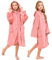 Hiturbo Kinder-Bademantel mit Kapuze: Wickel-Reißverschluss, Bademantel, Poncho, Frottee, für Schwimmen, Strand, Surfen, Zuhause, rose, 7-14 Jahre