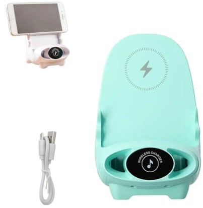 Handyhalter für kabelloses Laden, Mini-Stuhl kabelloses Schnellladegerät, multifunktionaler Telefonhalter, verbesserte vertikale kabellose Desktop-Universalhalterung mit Musikfunktion (Grün)
