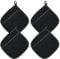 Bekecidi 4er-Pack Topflappen mit Tasche, Ofenhandschuhe Topflappen Hitzebeständig rutschfest, Schwarz Quadratisch Heißes Pad Topflappen zum Kochen, Backen, Küche