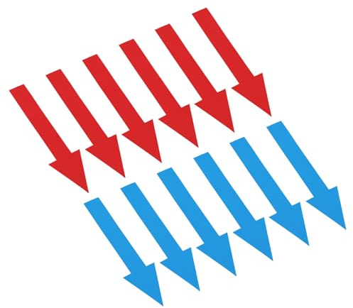 PATIKIL Adesivo con Freccia Direzionale Impermeabile PVC Rosso & Blu 24pz | Cartello Adesivo Parete, Autoadesivo Rimovibile per Strada, Istruzioni