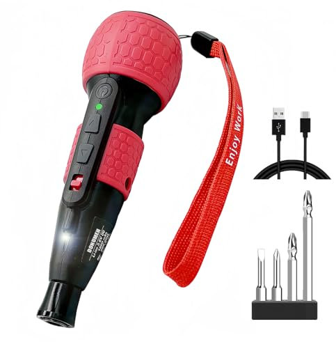 DONUMEH Cordless Electric Screwdriver 3.6V Power Tool Mini Drill Rechargeable Lithium Battery Torque adjustment Automatic And Manual Led Light Home Gadget Maintenance (RED)