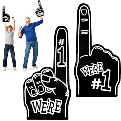 VOSSOT 2 Stück Schaumstoff Finger, 18-Zoll-Riesenschaumfinger Deutschland Fanartikel, EM 2024 Fanartikel, Fußball Europameisterschaft Schaumhand Nr.1, Inspirierend Sportfan Zubehör Schaumstoff Hand