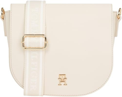 Tommy Hilfiger Damen Crossbody Bag Tasche Logotape Breiter Tragegurt, Beige (Sugarcane), Einheitsgröße