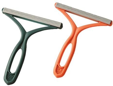 2PCS Pet Hair Remover, Carpet Scraper Tool, Dog and Cat Hairbrush, Reusable Remove Fuzz, Hair Lint Remover for Sofa, Car, Stairs, Bed - (Orange+Green)