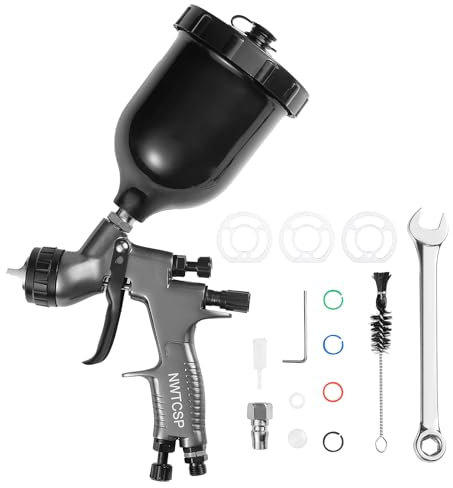 Pistolet a Peinture Professionnel pneumatique hvlp Automobile Tasse Haute efficacité pour Une Finition fineConcept optimisé buse 1,3 mm Embout 600 ML
