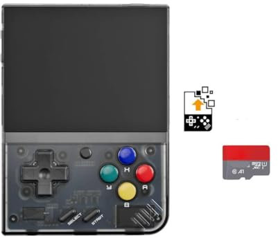 WANENGEDIY MM+ con Onion OS preinstalado, consola de juegos portátil Mini Plus + tarjeta SD Surwish Onion, juegos integrados, CPU Cortex-A7 consola de juegos de 3.5 pulgadas, 256 G, negro transparente