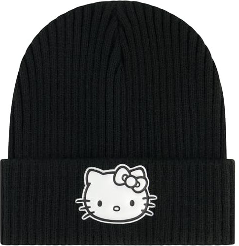 Concept One Damen Hello Kitty, Women's Acrylic Cuffed Knitted Winter Cap Beanie-Mütze, Schwarz, Einheitsgröße