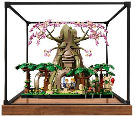 Vitrina acrílica para Lego 77092 Deku Tree Building Set, vitrina transparente, a prueba de polvo, compatible con Lego 77092 (solo vitrina) (base de madera)