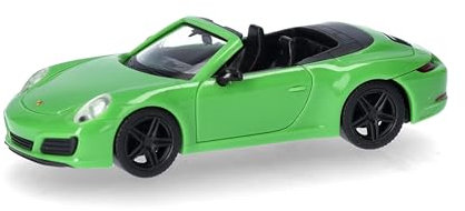 Herpa Modellauto Porsche 911 (991) Carrera 2 Cabrio, lizardgrün, Miniatur im Maßstab 1:87, Sammlerstück, Made in Germany, Modell aus Kunststoff