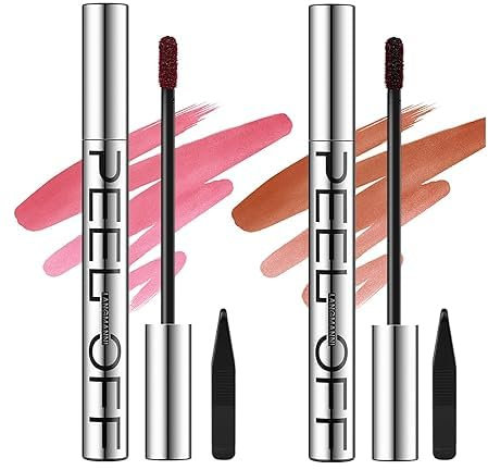 XINYUNXIN Peel Off Lip Liner Stain, Peel Off Tattoo Lip Tint Set - Long Lasting, Waterproof Lip Stain Highly Pigmented Lip Gloss Non-stick Cup Reveal Lipstick for Women # 1+3
