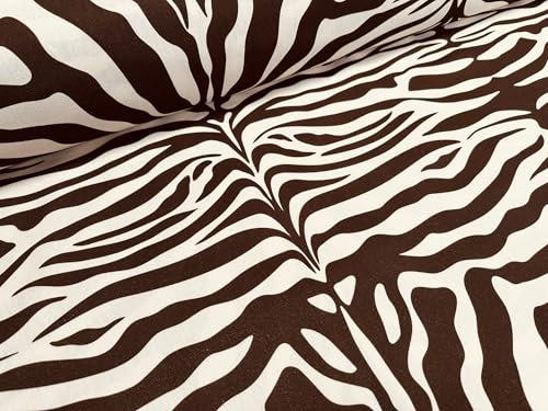Stoff mit Zebra-Wirbelsäulen-Druck, Tierstreifen, Baumwolle, Möbel, Vorhang, Polster, Heimdekoration, Material – 140 cm breit – Meterware – Braun & Creme
